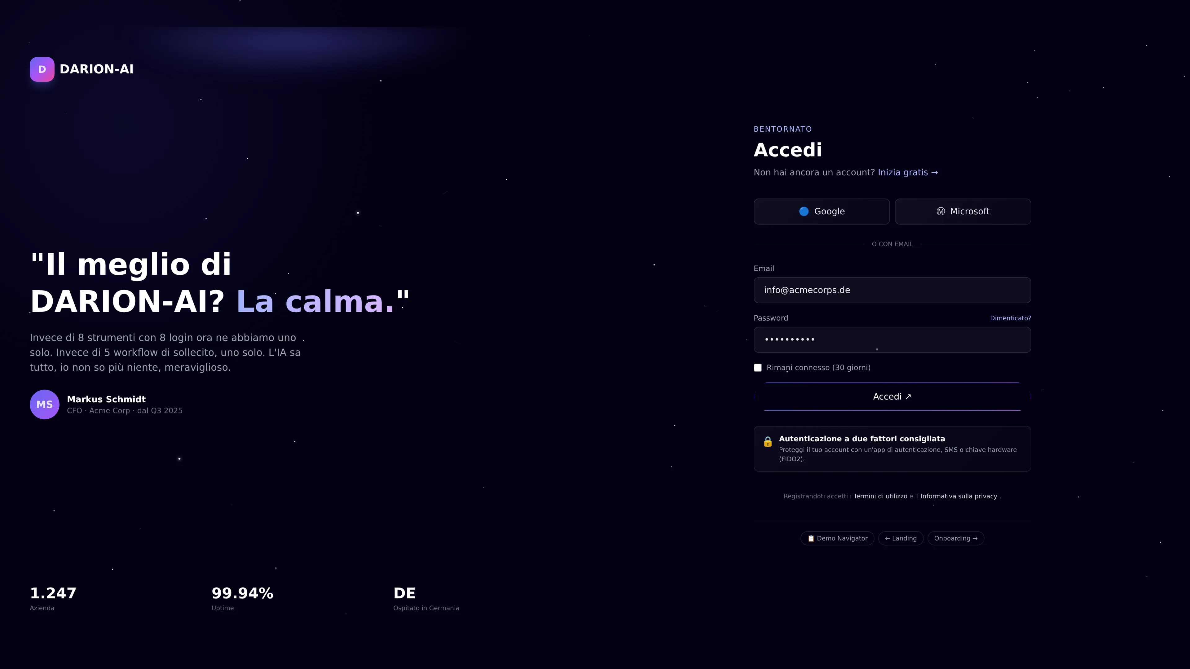 DARION-AI Panoramica moduli