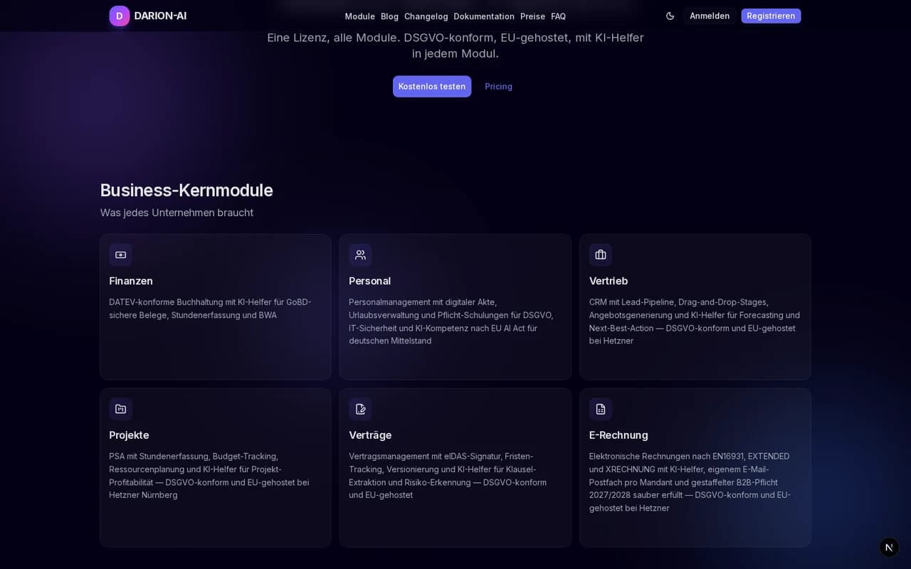 DARION-AI Modul-Übersicht